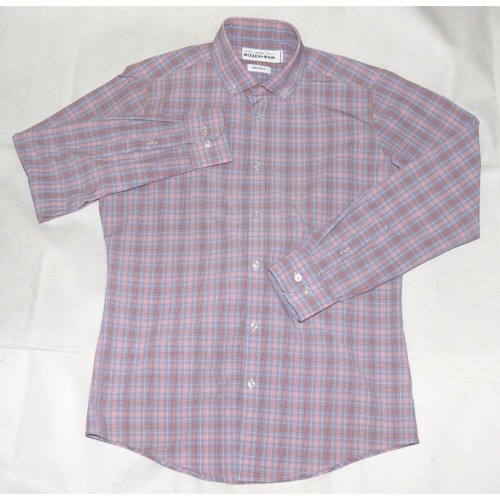 Mizzen + Main Leeward Trim Fit Men's Long Sleeve Button‎ Down Shirt Size Medium